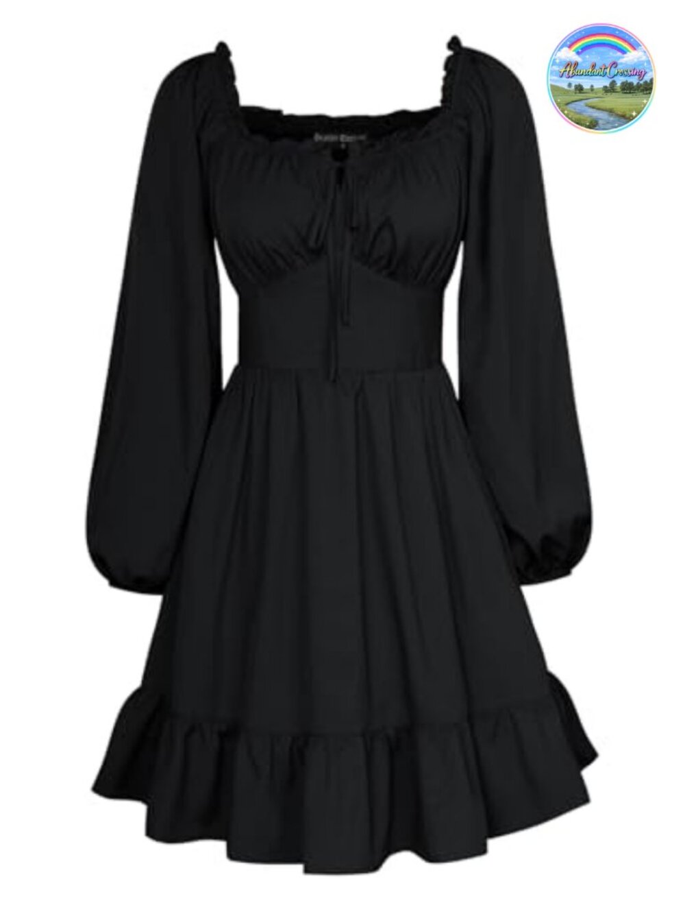 Rennaissance Corset Mini Dress Long Sleeve Smocked Back Square Neck